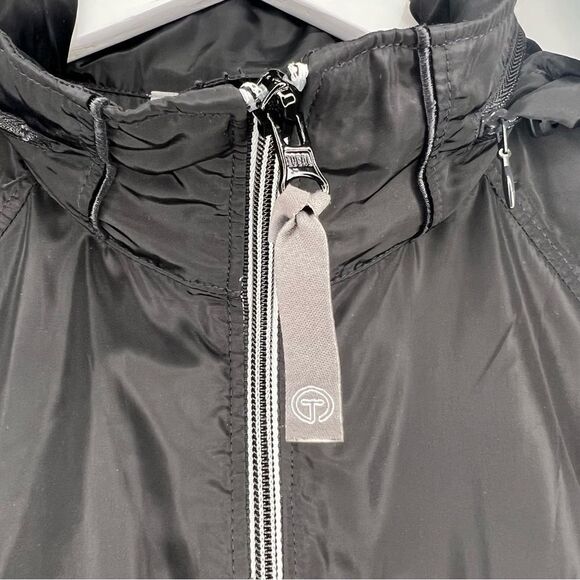 T by Talbots Hidden Hood Anorek Jacket Womens MP Black Zip Up Cinch Waist - Picture 2 of 6